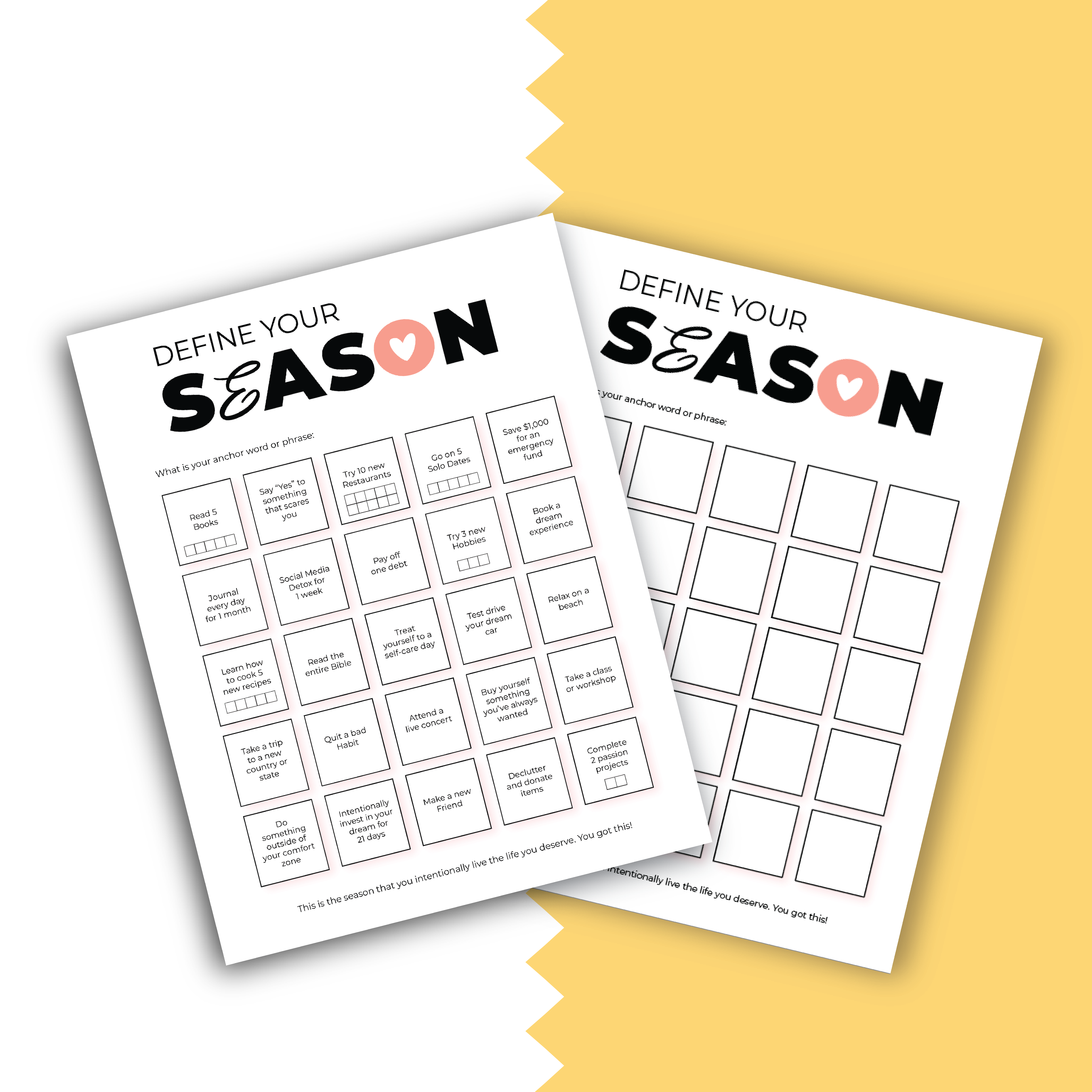 Goal Setting Bingo Printable | Combo Pack | PDF Instant Download