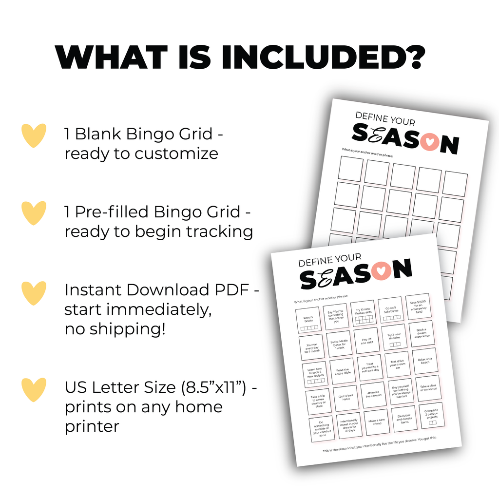 Goal Setting Bingo Printable | Combo Pack | PDF Instant Download