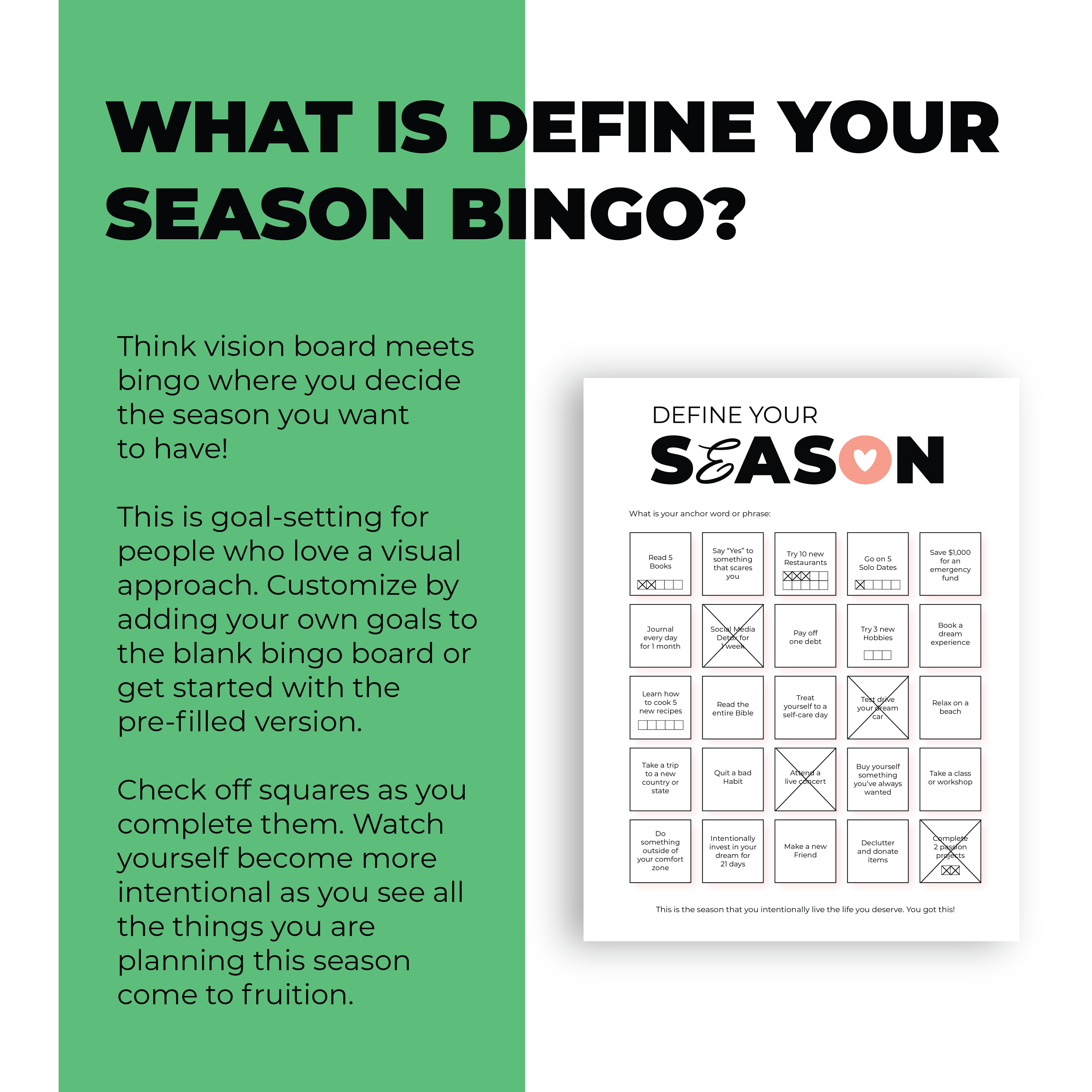 Goal Setting Bingo Printable | Blank | PDF Instant Download