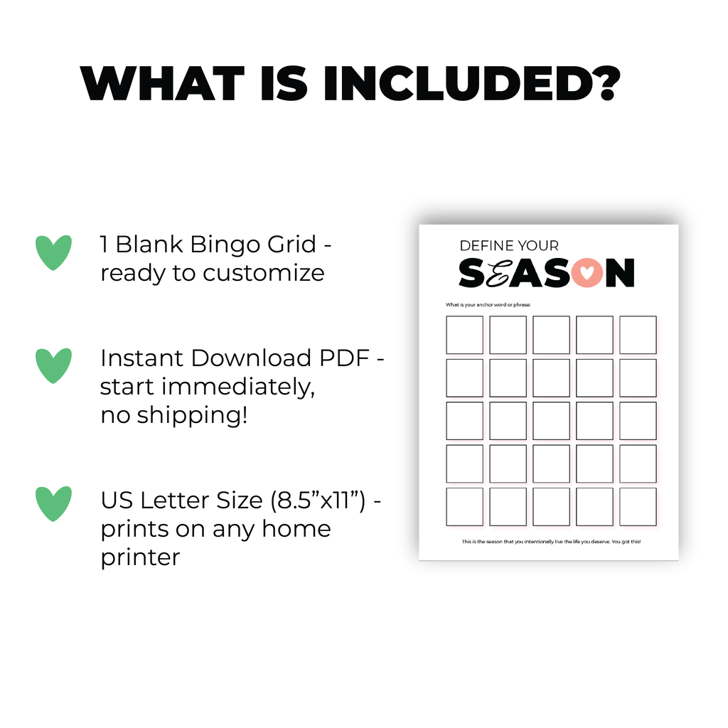 Goal Setting Bingo Printable | Blank | PDF Instant Download