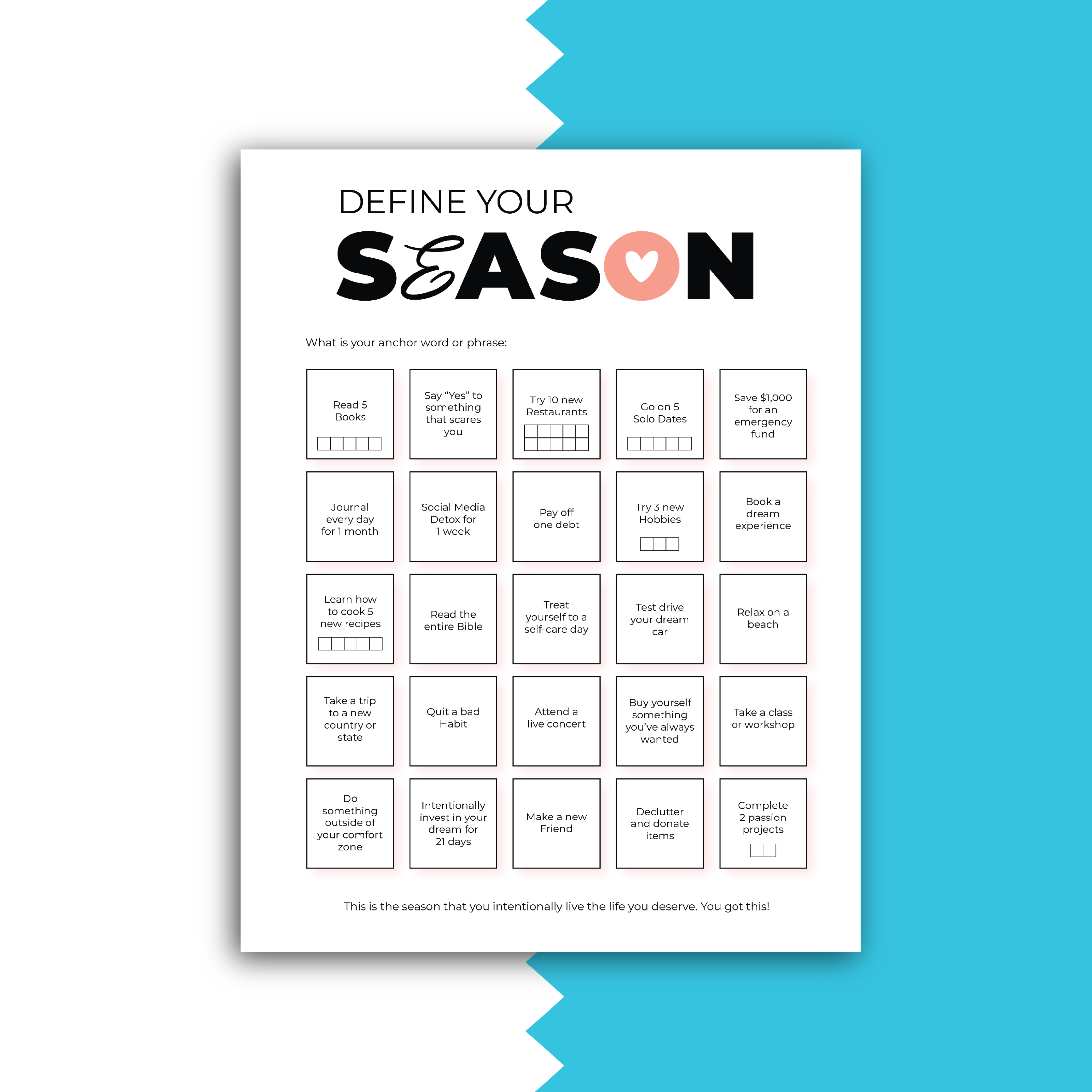 Goal Setting Bingo Printable | Pre-Filled | PDF Instant Download