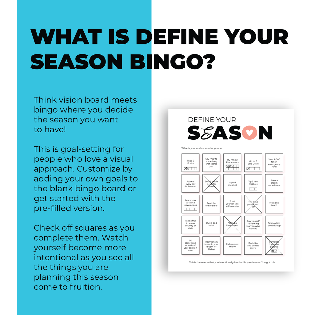 Goal Setting Bingo Printable | Pre-Filled | PDF Instant Download