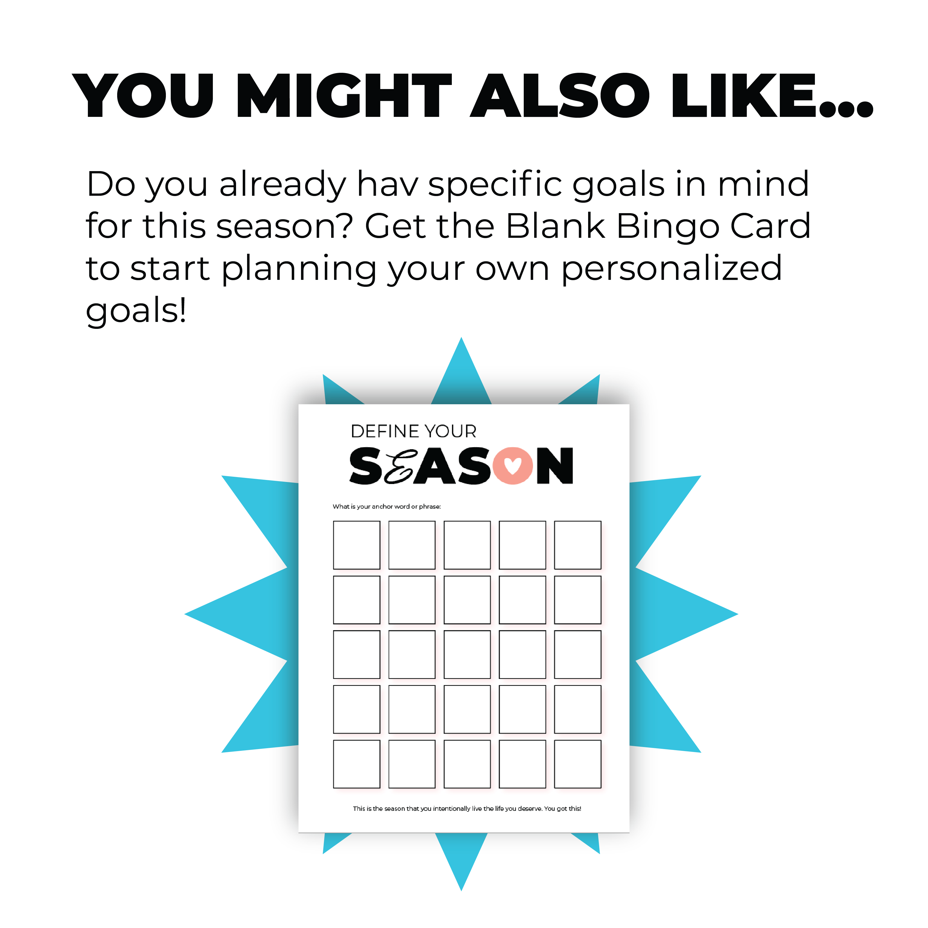 Goal Setting Bingo Printable | Pre-Filled | PDF Instant Download