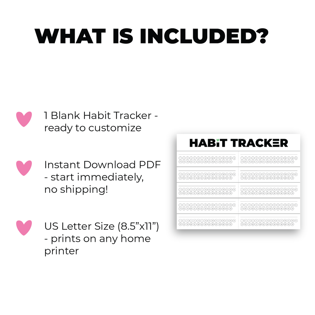 Habit Tracker Printable | Blank | PDF Instant Download