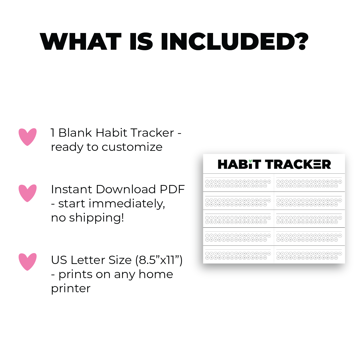 Habit Tracker Printable | Blank | PDF Instant Download